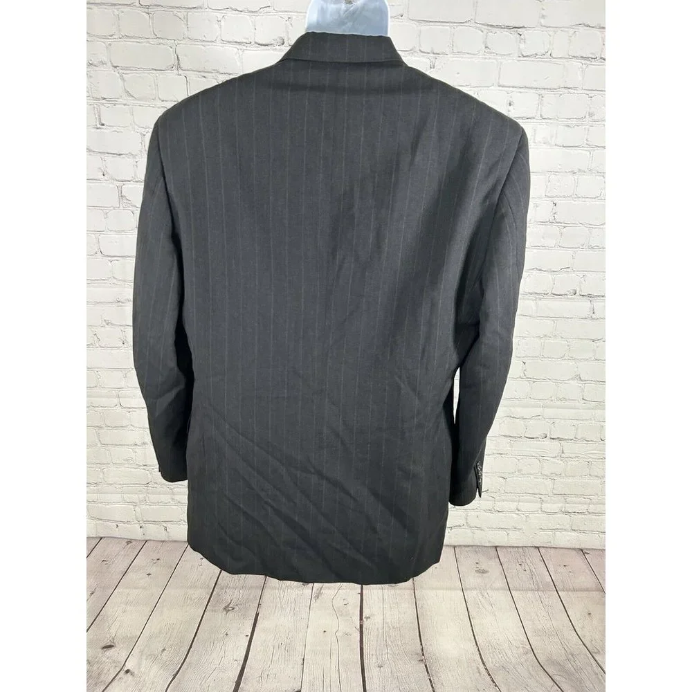 VTG Corporate Image Black Striped Two Button Blazer Jacket Men’s 42R